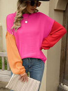 Color Block Dropped Shoulder Sweater Trendsi