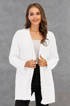 Pocketed Open Front Long Sleeve Cardigan Trendsi