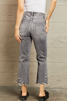 BAYEAS Mid Rise Distressed Cropped Dad Jeans Trendsi