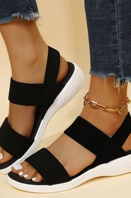 Rubber Open Toe Low Heel Sandals Trendsi