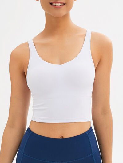 Scoop Neck Wide Strap Active Tank Trendsi