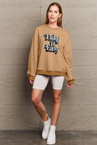 Simply Love Full Size TAKE IT EASY Graphic Sweatshirt Trendsi