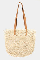 Fame Straw Braided Tote Bag Trendsi