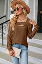 Cold Shoulder Square Neck Cutout Blouse Trendsi