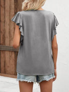 Notched Cap Sleeve T-Shirt Trendsi