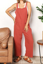 Double Take Wide Leg Overalls with Front Pockets Trendsi