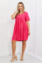 BOMBOM Another Day Swiss Dot Casual Dress in Fuchsia BOMBOM