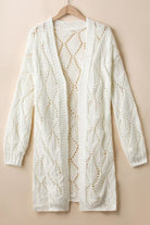 Openwork Open Front Dropped Shoulder Cardigan Trendsi