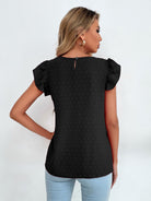 Swiss Dot Cap Sleeve Blouse Trendsi