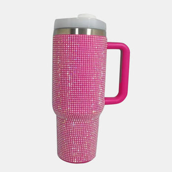 Rhinestone Stainless Steel Tumbler with Straw Trendsi