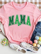 MAMA Round Neck Short Sleeve T-Shirt Trendsi