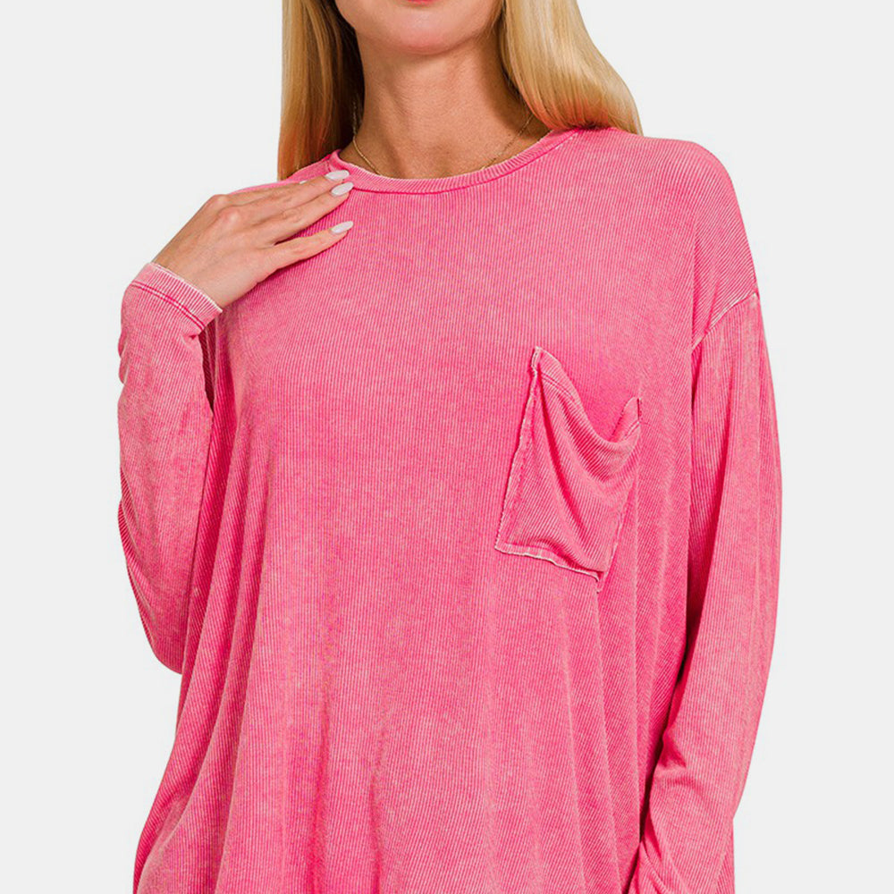 Zenana Round Neck Long Sleeve T-Shirt Trendsi