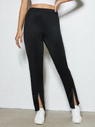 Slit Elastic Waist Pants Trendsi