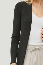 Be Cool Ribbed Open Front Long Sleeve Cardigan Trendsi