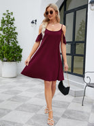 Ruffled Scoop Neck Mini Dress Trendsi