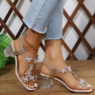Butterfly Detail Open Toe Mid Heel Sandals Trendsi