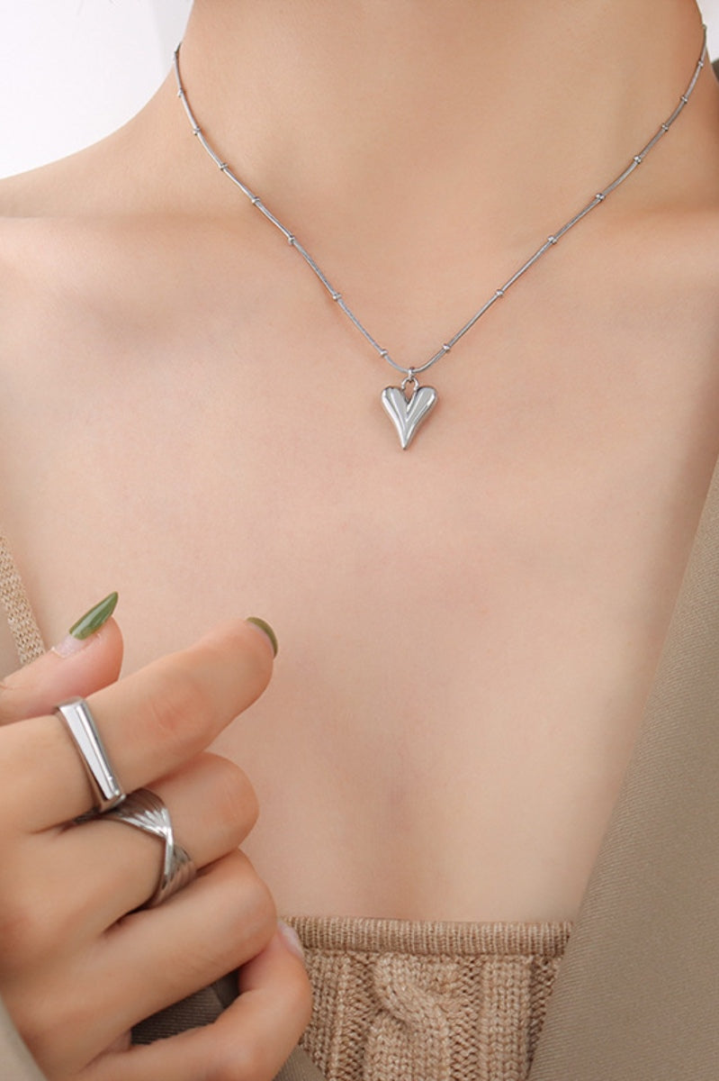 Titanium Steel Heart Pendant Necklace Trendsi