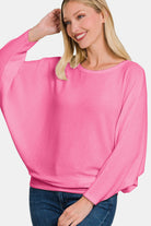 Zenana Ribbed Round Neck Long Sleeve Top Trendsi