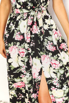 Double Take Floral Flutter Sleeve Tie-Waist Split Dress Trendsi