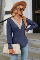 V-Neck Flounce Sleeve Blouse Trendsi