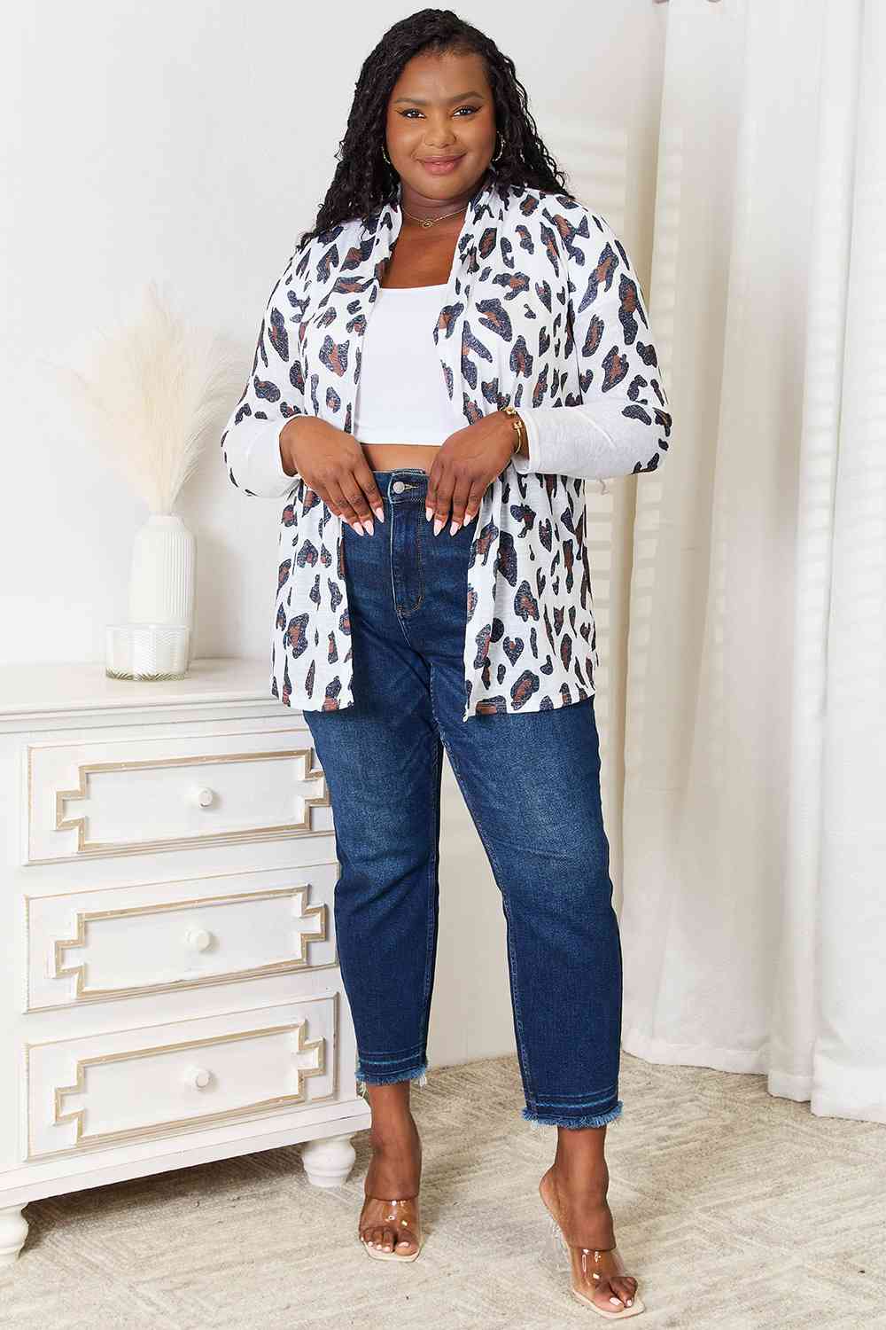 Double Take Leopard Long Sleeve Cardigan Double Take