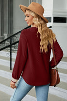 V-Neck Long Sleeve Blouse Trendsi