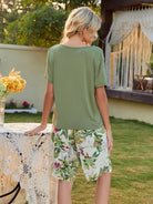 Short Sleeve Top and Printed Shorts Lounge Set Trendsi