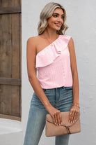 Eyelet One-Shoulder Tank Trendsi