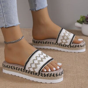 Geometric Weave Platform Sandals Trendsi