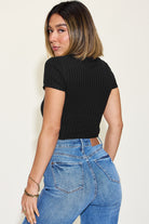 Basic Bae Full Size Ribbed Round Neck Short Sleeve T-Shirt Trendsi