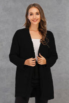 Pocketed Open Front Long Sleeve Cardigan Trendsi