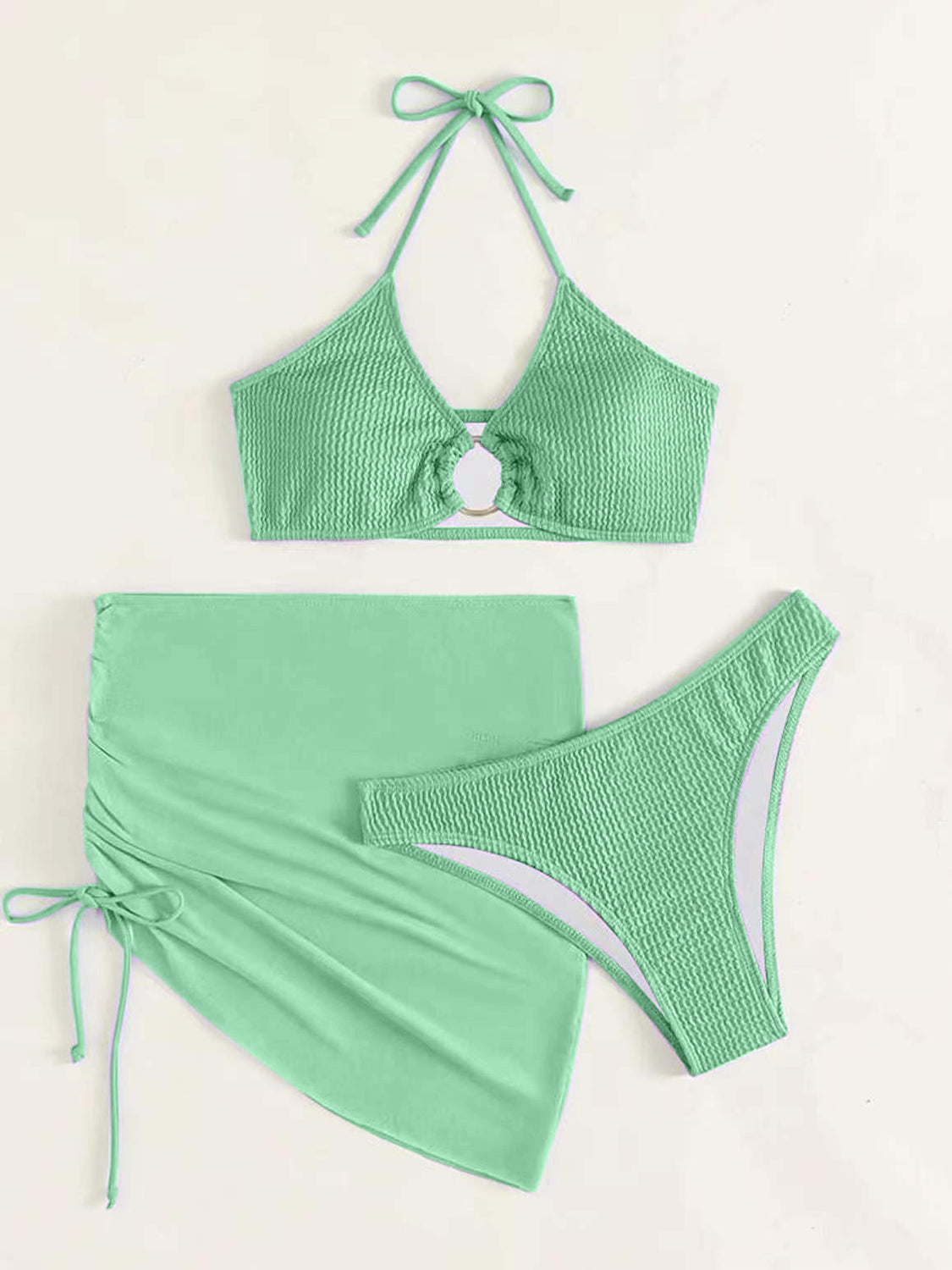 Tied Halter Neck Three-Piece Swim Set Trendsi