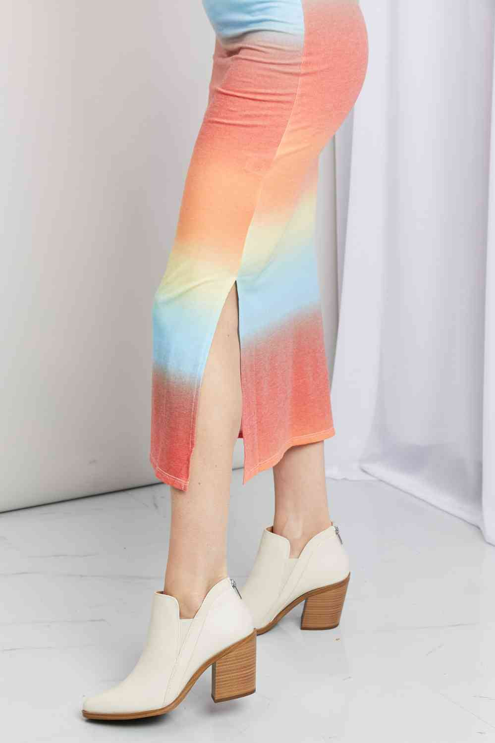 Zenana Gradient Sleeveless Slit Midi Dress Trendsi