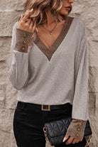 V-Neck Dropped Shoulder Blouse Trendsi