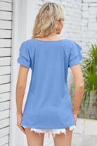 Square Neck Flutter Sleeve T-Shirt Trendsi