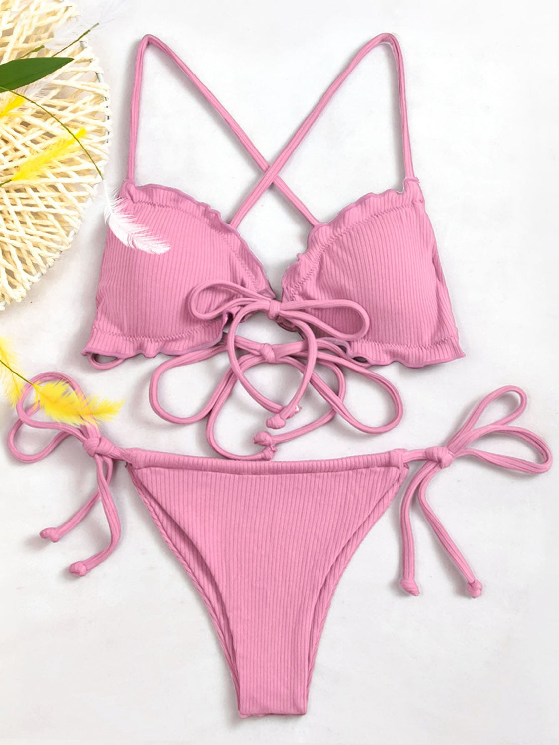 Ruffled Tied Two-Piece Bikini Set Trendsi