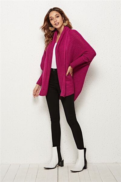 Open Front Batwing Sleeve Cardigan Trendsi