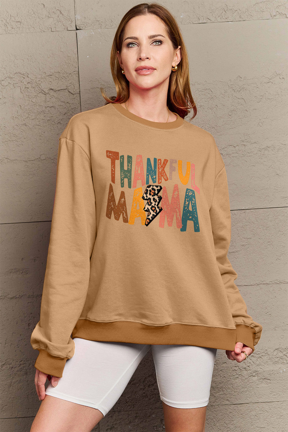 Simply Love Full Size Letter Graphic Long Sleeve Sweatshirt Trendsi