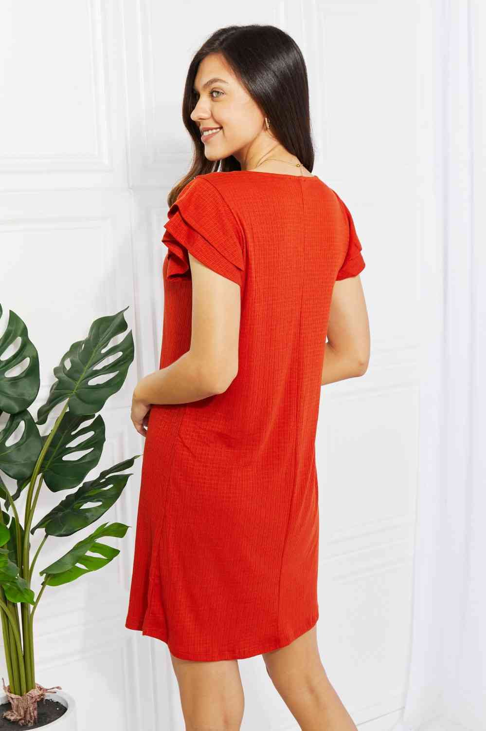Zenana Living Life Full Size Layered Ruffle Sleeve Dress Trendsi