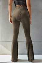 Ribbed High Waist Flare Pants Trendsi