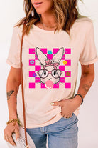 Rabbit Round Neck Short Sleeve T-Shirt Trendsi