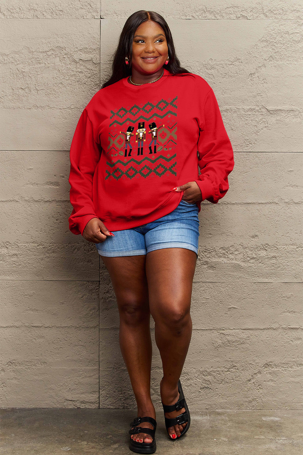 Simply Love Full Size Nutcracker Graphic Long Sleeve Sweatshirt Trendsi