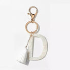 Tasseled Initial Key Chain, White Ellisonyoung.com