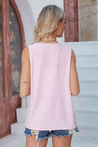 Eyelet Open Front Sleeveless Cardigan Trendsi