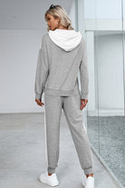 Dropped Shoulder Hoodie and Long Pants Set Trendsi