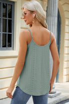 Eyelet Scoop Neck Ruched Cami Trendsi