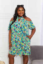 Sew In Love Full Size Perfect Paradise Printed Cold-Shoulder Dress Trendsi