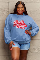 Simply Love Full Size DECK THE HALLS Graphic Sweatshirt Trendsi