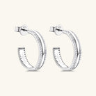 925 Sterling Silver Inlaid Moissanite C-Hoop Earrings Trendsi