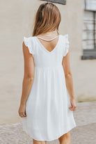 Ruffled Geometric V-Neck Sleeveless Dress Trendsi